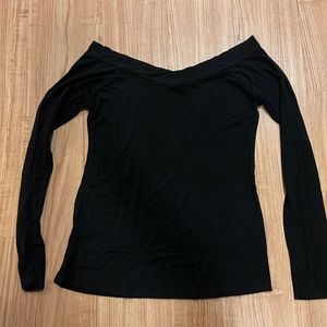 Black Off the Shoulder Long Sleeve Top